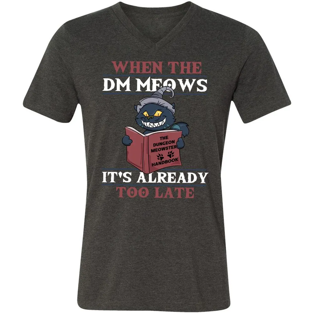 When The DM Meow Unisex V-Neck T-Shirt - Dark Grey Heather - 8