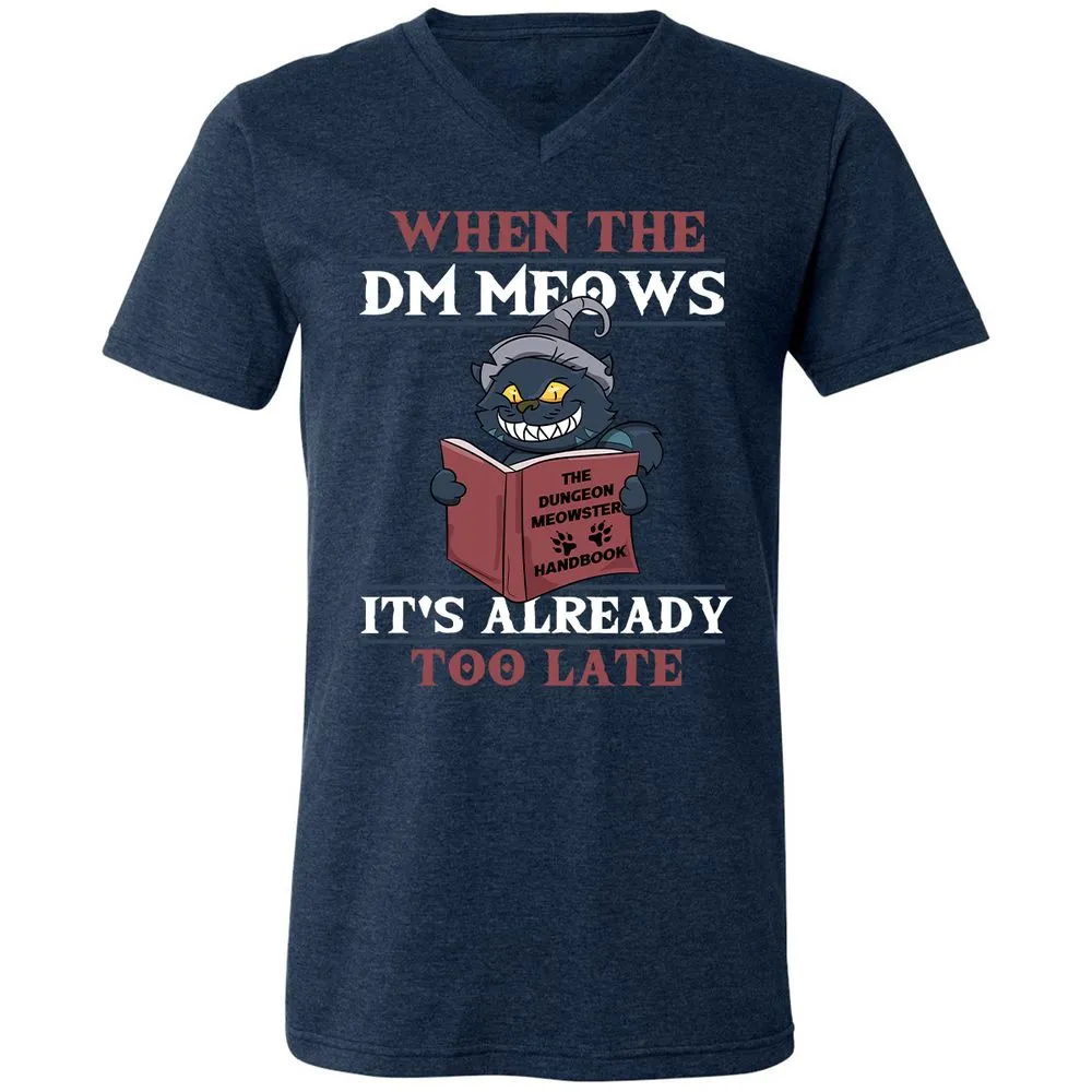When The DM Meow Unisex V-Neck T-Shirt - Heather Navy - 15