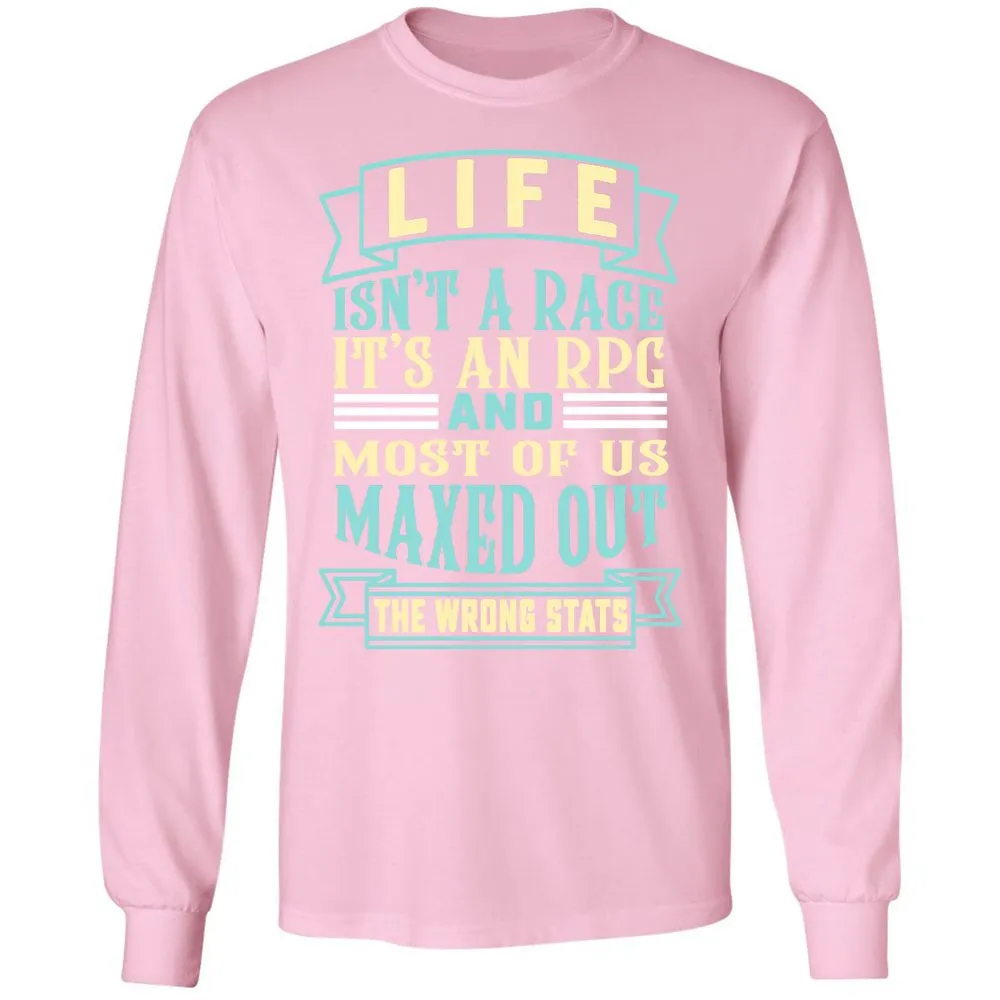 Life Is A RPG Long Sleeve T-Shirt - Light Pink - 3