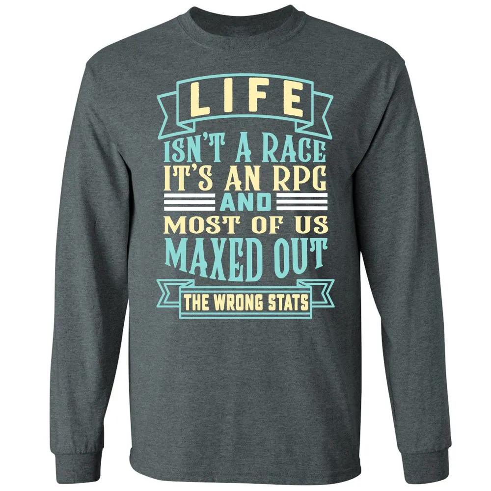 Life Is A RPG Long Sleeve T-Shirt - Dark Heather - 15