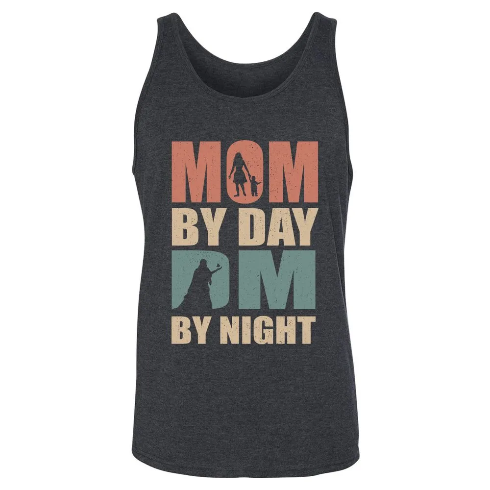 Mom By Day DM By Night Unisex Jersey Tank - Dark Grey Heather - 6