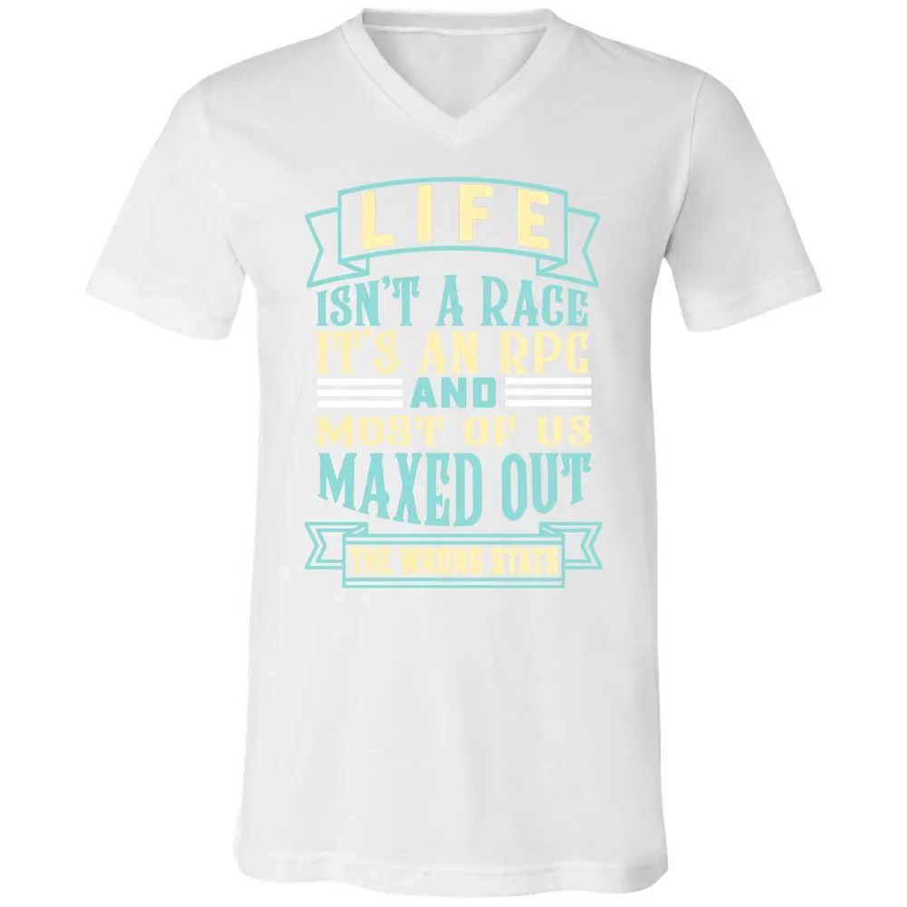 Life Is A RPG Unisex V-Neck T-Shirt - White - 5