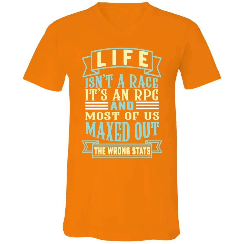 Life Is A RPG Unisex V-Neck T-Shirt - Orange - 11