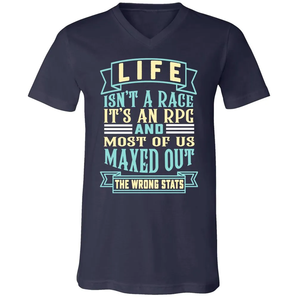 Life Is A RPG Unisex V-Neck T-Shirt - Navy - 2