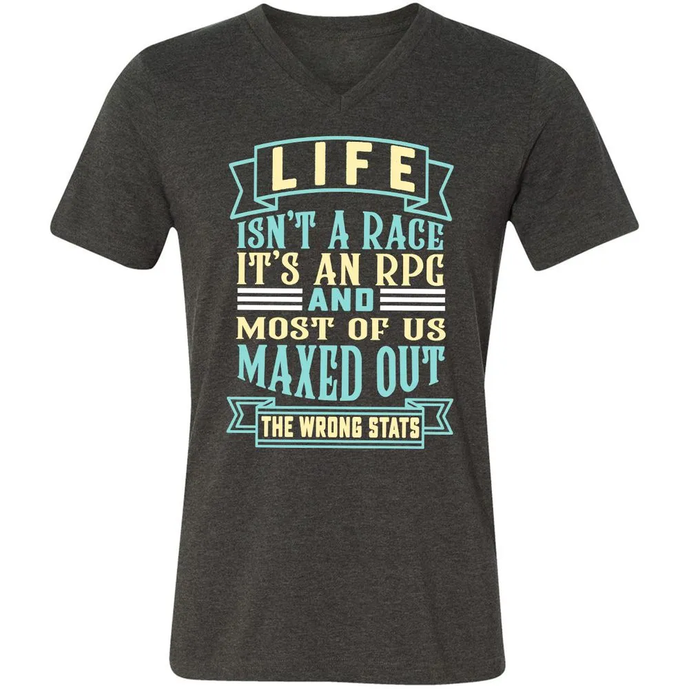 Life Is A RPG Unisex V-Neck T-Shirt - Dark Grey Heather - 8