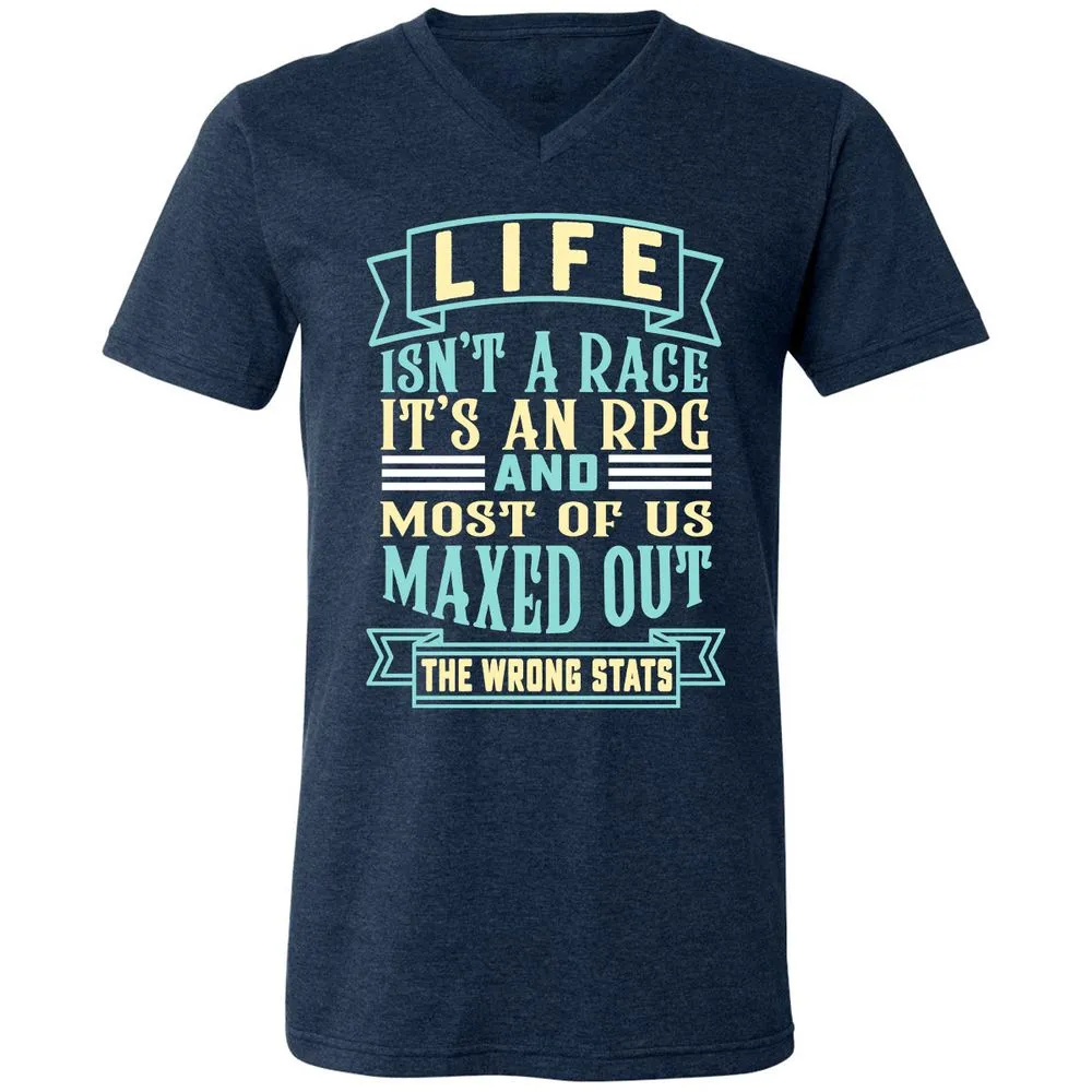 Life Is A RPG Unisex V-Neck T-Shirt - Heather Navy - 15