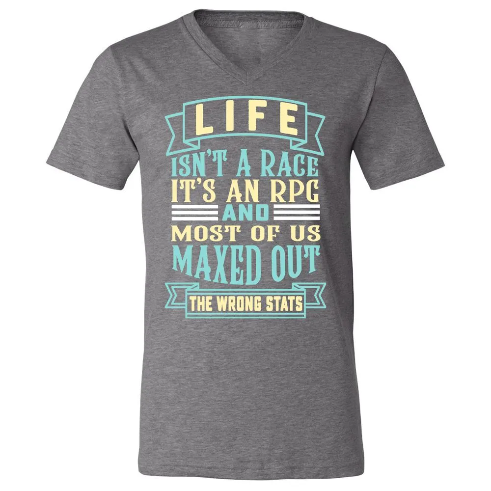 Life Is A RPG Unisex V-Neck T-Shirt - Deep Heather - 13