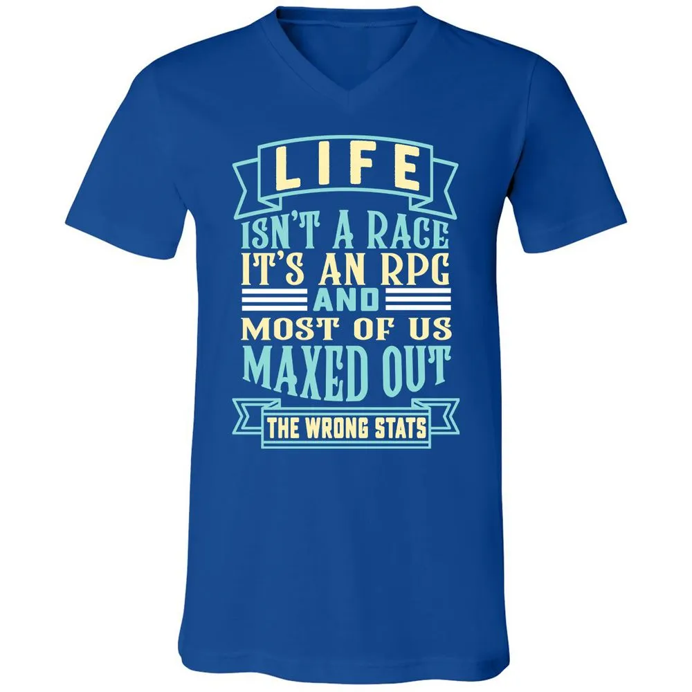 Life Is A RPG Unisex V-Neck T-Shirt - True Royal - 4