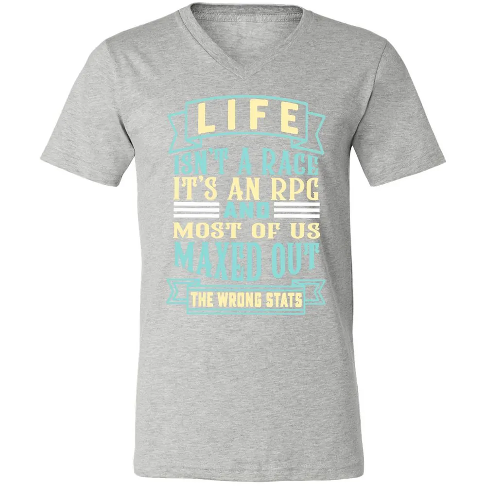Life Is A RPG Unisex V-Neck T-Shirt - Athletic Heather - 7