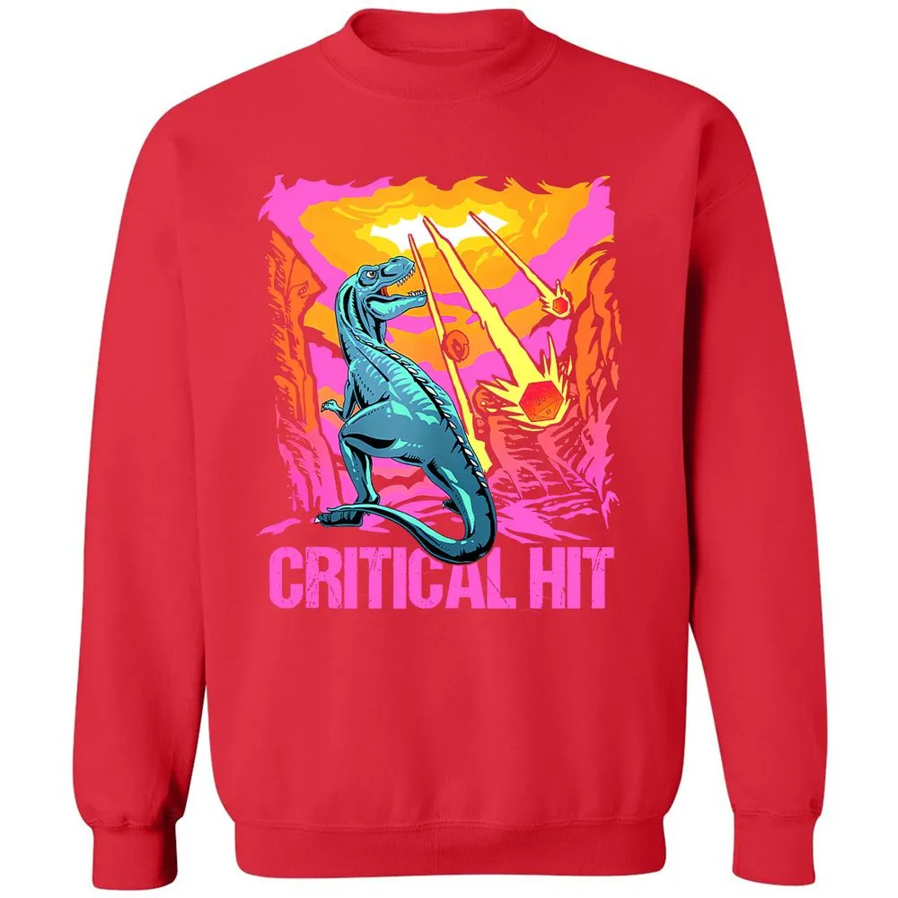 Dinosaur Critical Hit Classic Unisex Sweatshirt - Red - 5