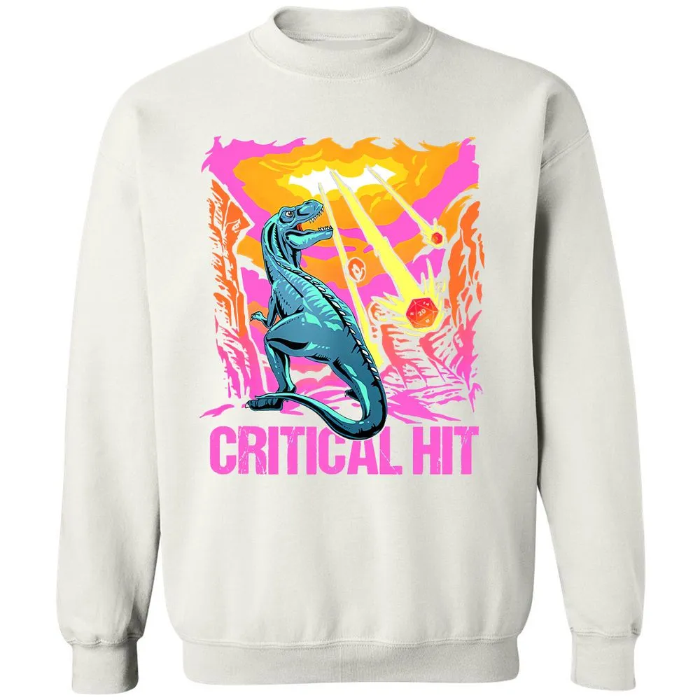 Dinosaur Critical Hit Classic Unisex Sweatshirt - White - 12