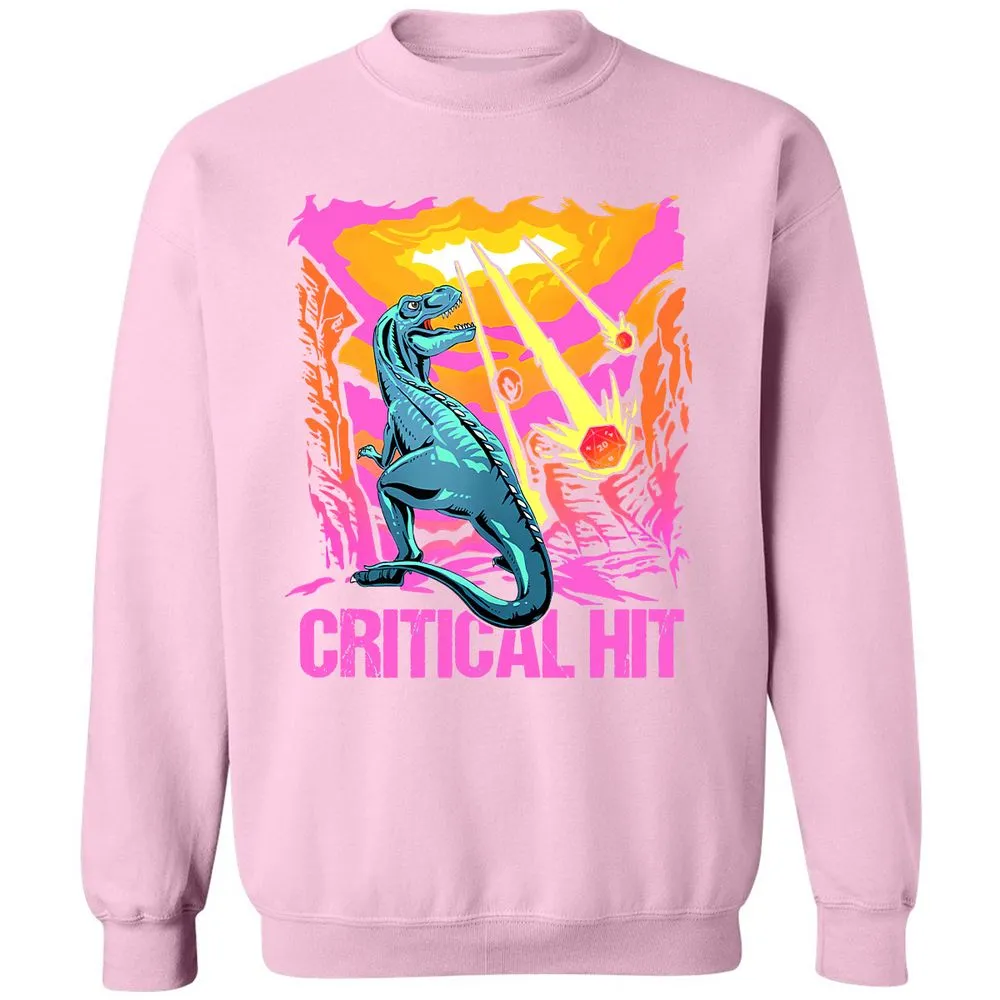Dinosaur Critical Hit Classic Unisex Sweatshirt - Light Pink - 3