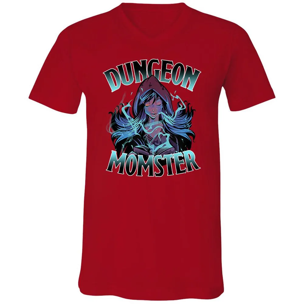 Dungeon Momster Unisex V-Neck T-Shirt - Red - 3