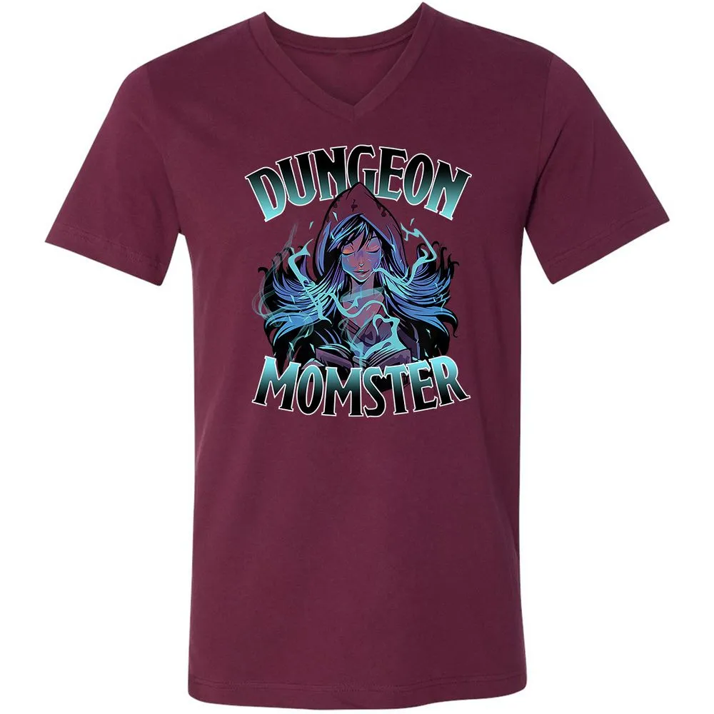 Dungeon Momster Unisex V-Neck T-Shirt - Maroon - 6