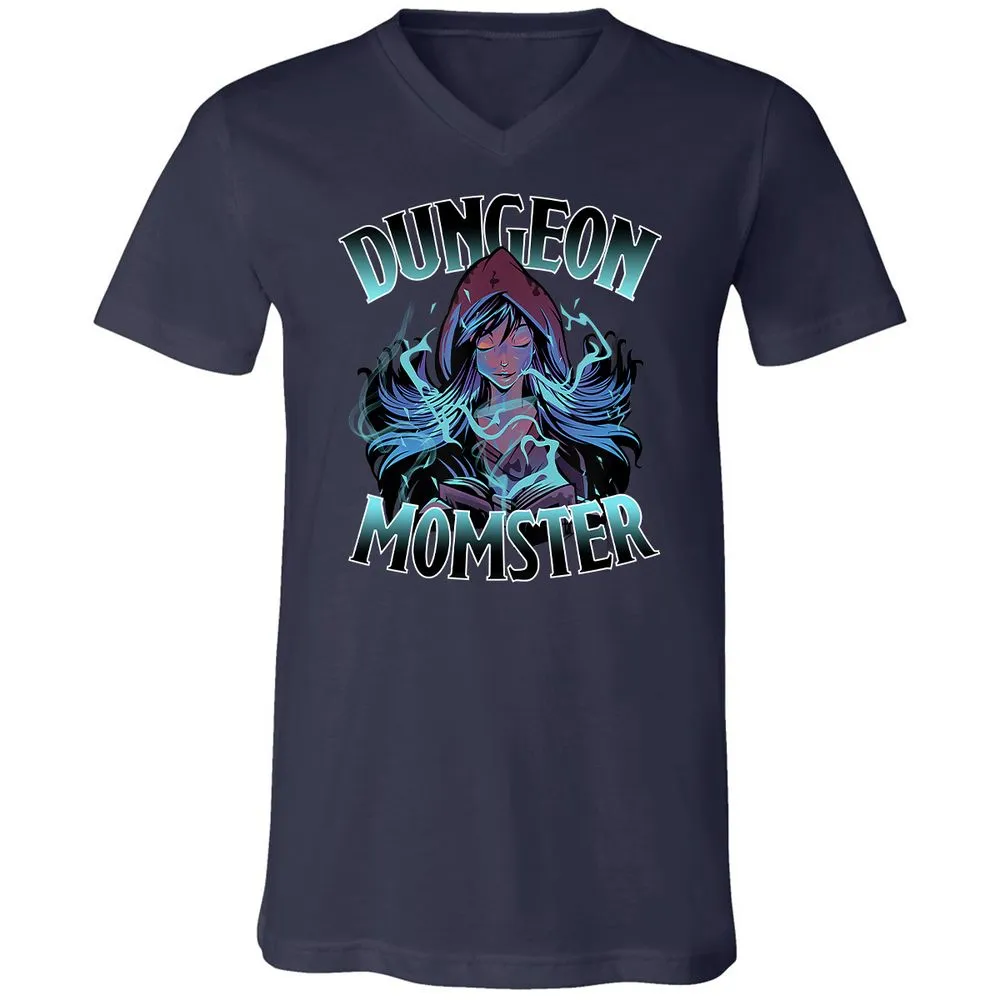 Dungeon Momster Unisex V-Neck T-Shirt - Navy - 2