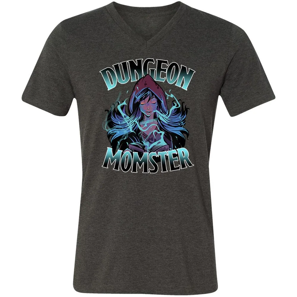 Dungeon Momster Unisex V-Neck T-Shirt - Dark Grey Heather - 8