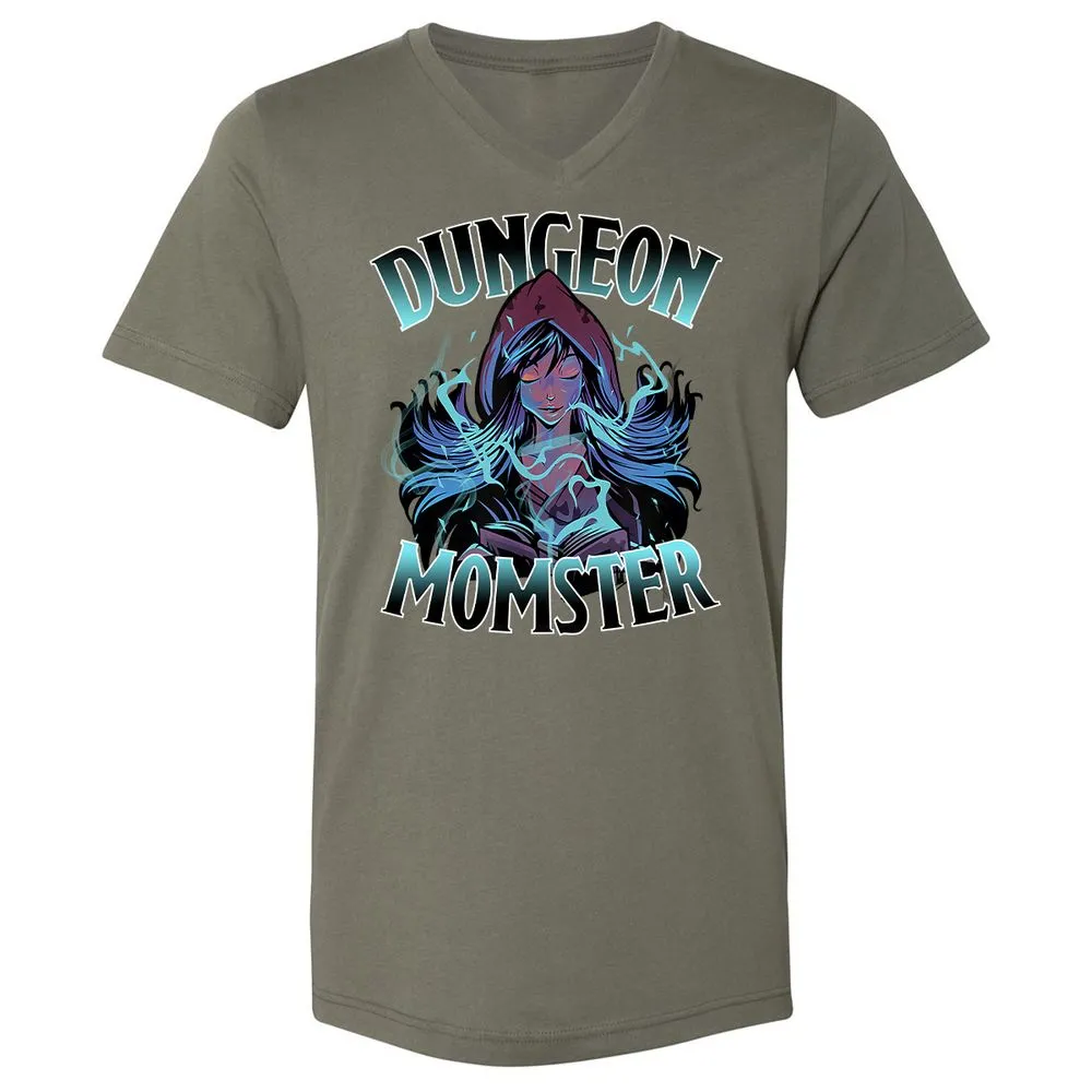 Dungeon Momster Unisex V-Neck T-Shirt - Military Green - 10