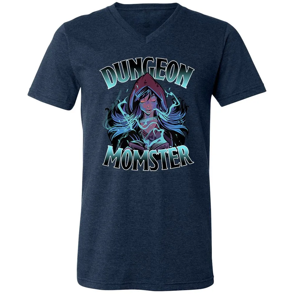 Dungeon Momster Unisex V-Neck T-Shirt - Heather Navy - 15