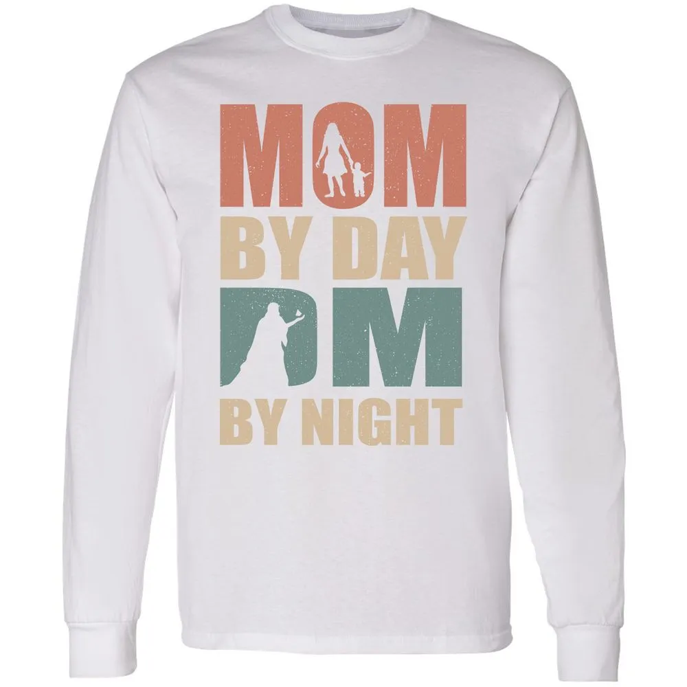 Mom By Day DM By Night Long Sleeve T-Shirt - White - 5