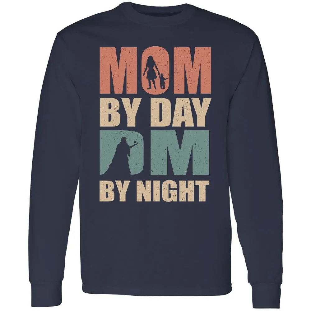 Mom By Day DM By Night Long Sleeve T-Shirt - Navy - 2