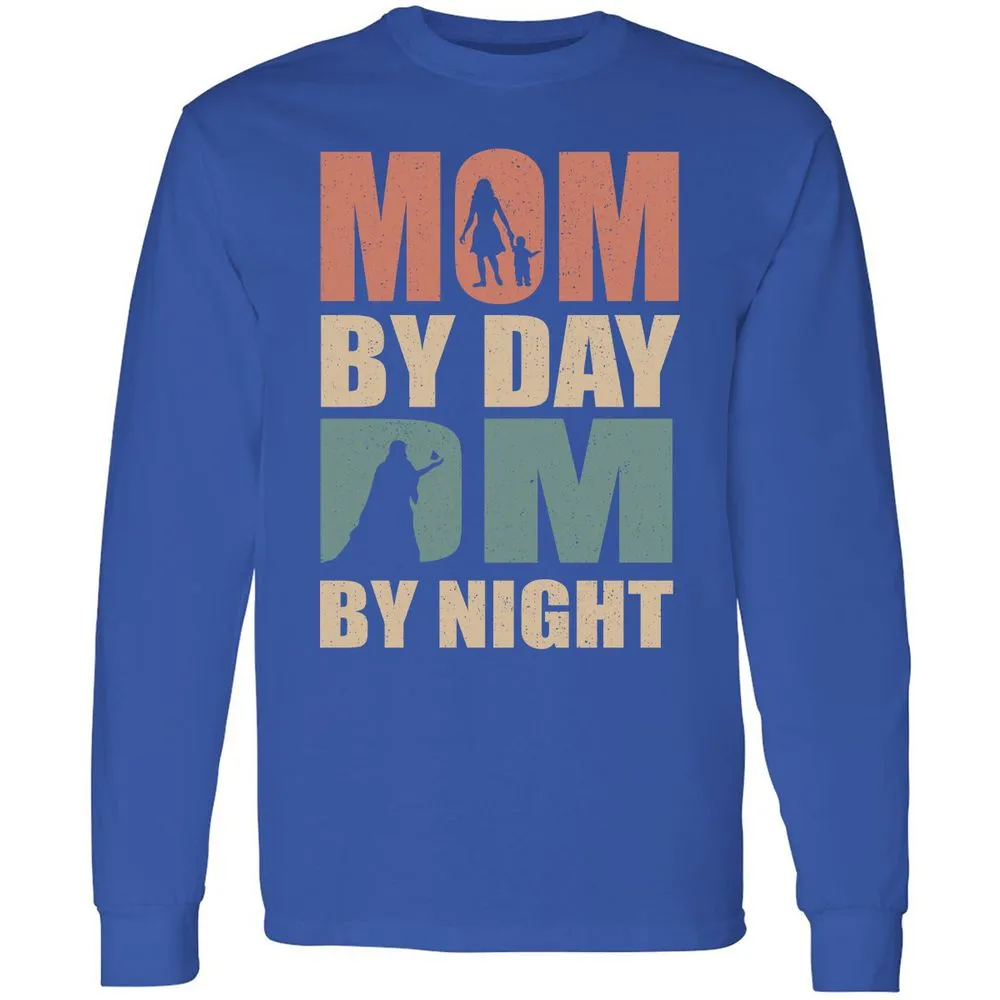 Mom By Day DM By Night Long Sleeve T-Shirt - Royal - 8