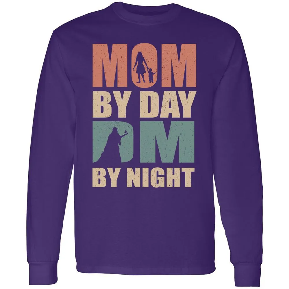 Mom By Day DM By Night Long Sleeve T-Shirt - Purple - 13