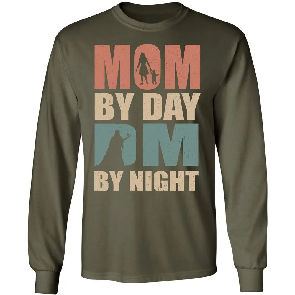 Mom By Day DM By Night Long Sleeve T-Shirt - Military Green - 16