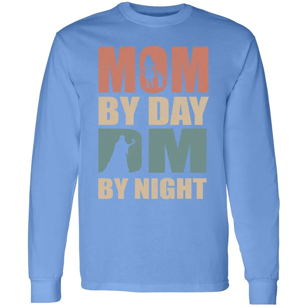 Mom By Day DM By Night Long Sleeve T-Shirt - Carolina Blue - 12
