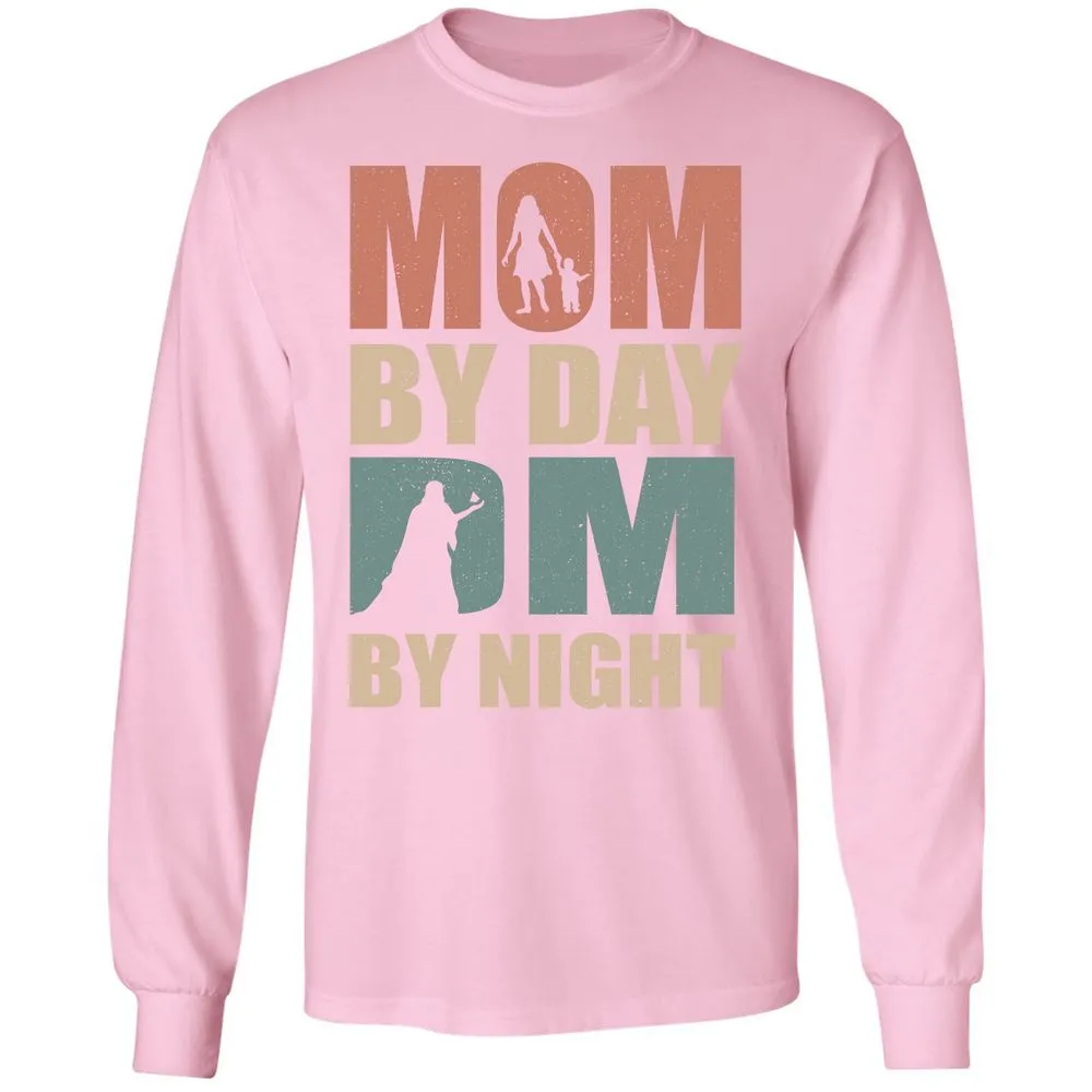 Mom By Day DM By Night Long Sleeve T-Shirt - Light Pink - 3