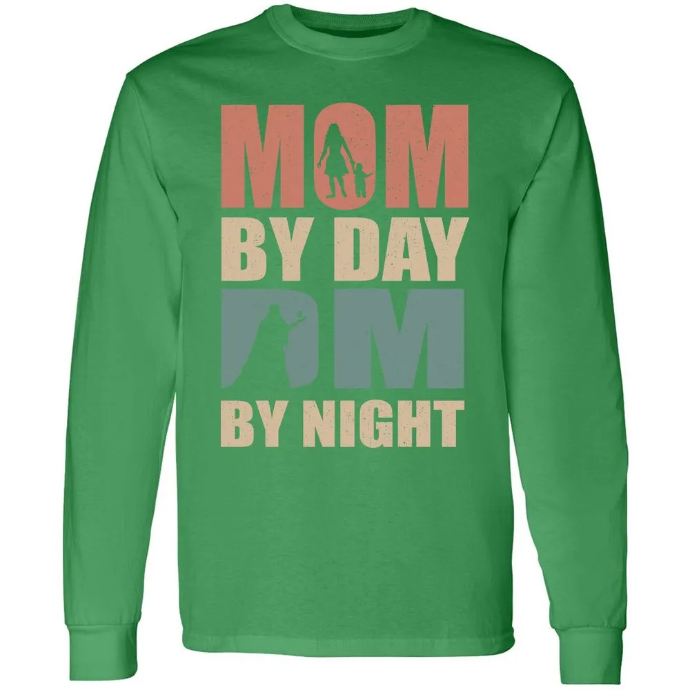 Mom By Day DM By Night Long Sleeve T-Shirt - Irish Green - 10