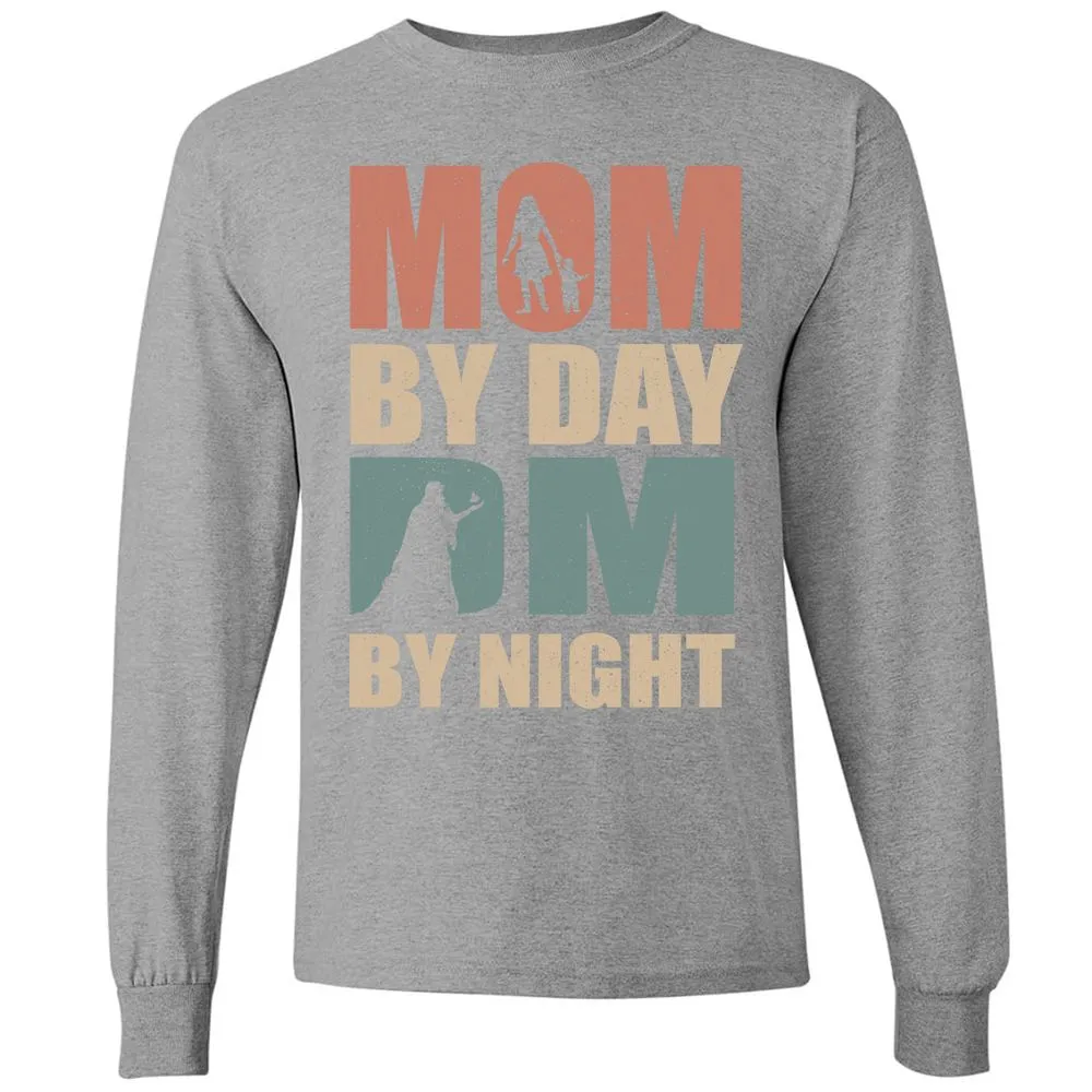 Mom By Day DM By Night Long Sleeve T-Shirt - Graphite Heather - 6