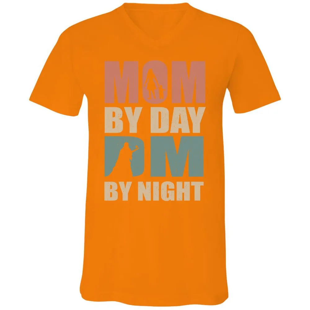 Mom By Day DM By Night Unisex V-Neck T-Shirt - Orange - 11