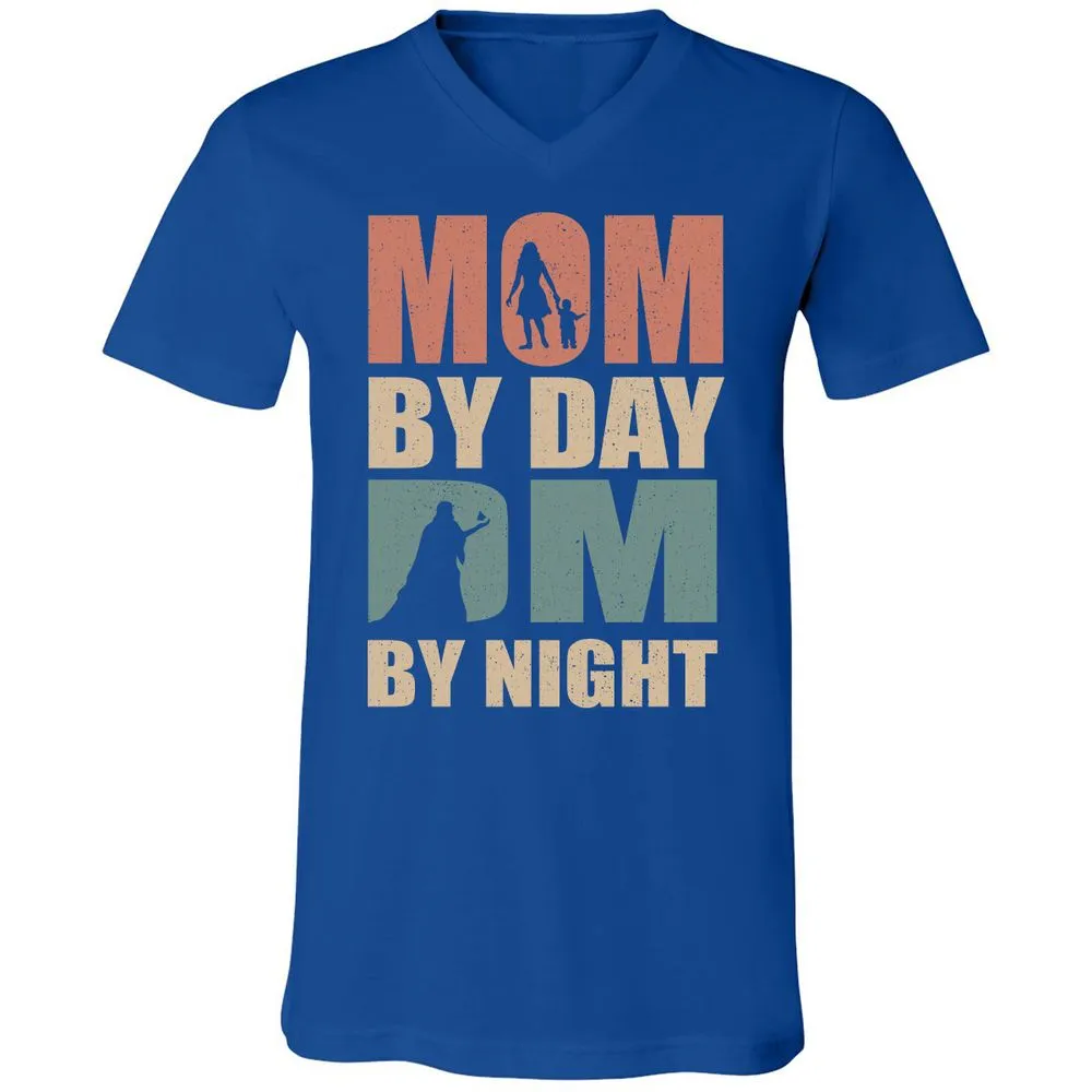 Mom By Day DM By Night Unisex V-Neck T-Shirt - True Royal - 4