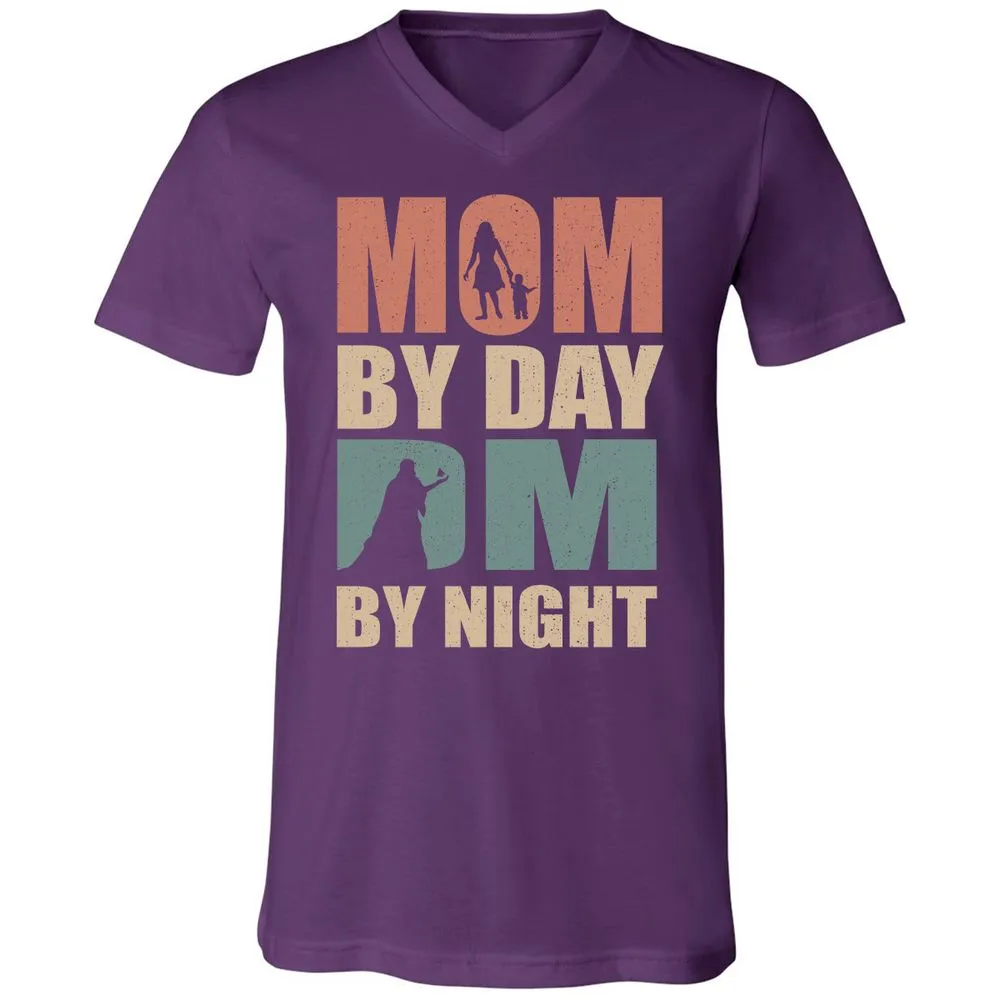 Mom By Day DM By Night Unisex V-Neck T-Shirt - Team Purple - 9