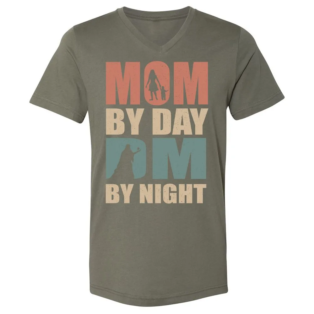 Mom By Day DM By Night Unisex V-Neck T-Shirt - Military Green - 10