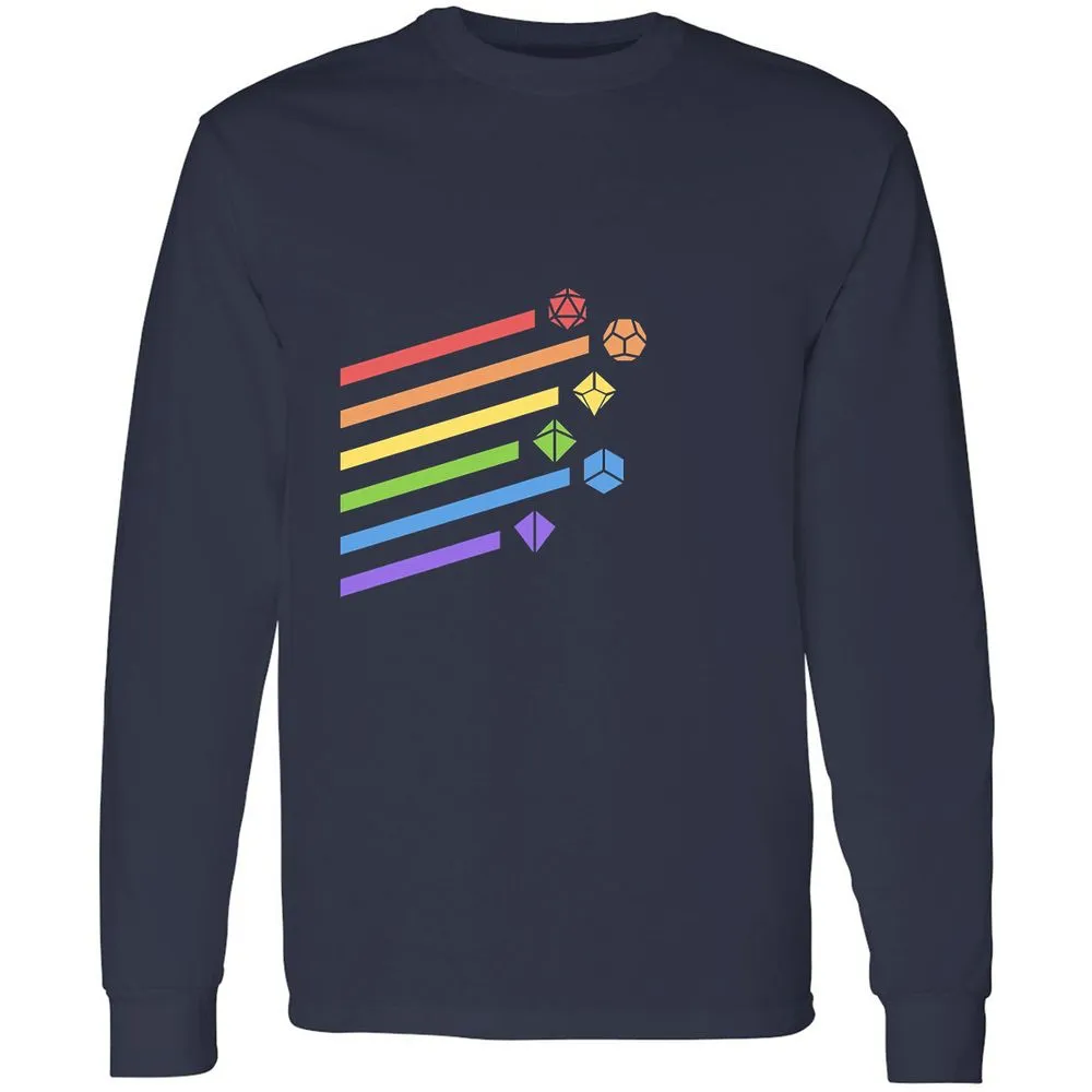 Rainbow Dice Set Long Sleeve T-Shirt - Navy - 2