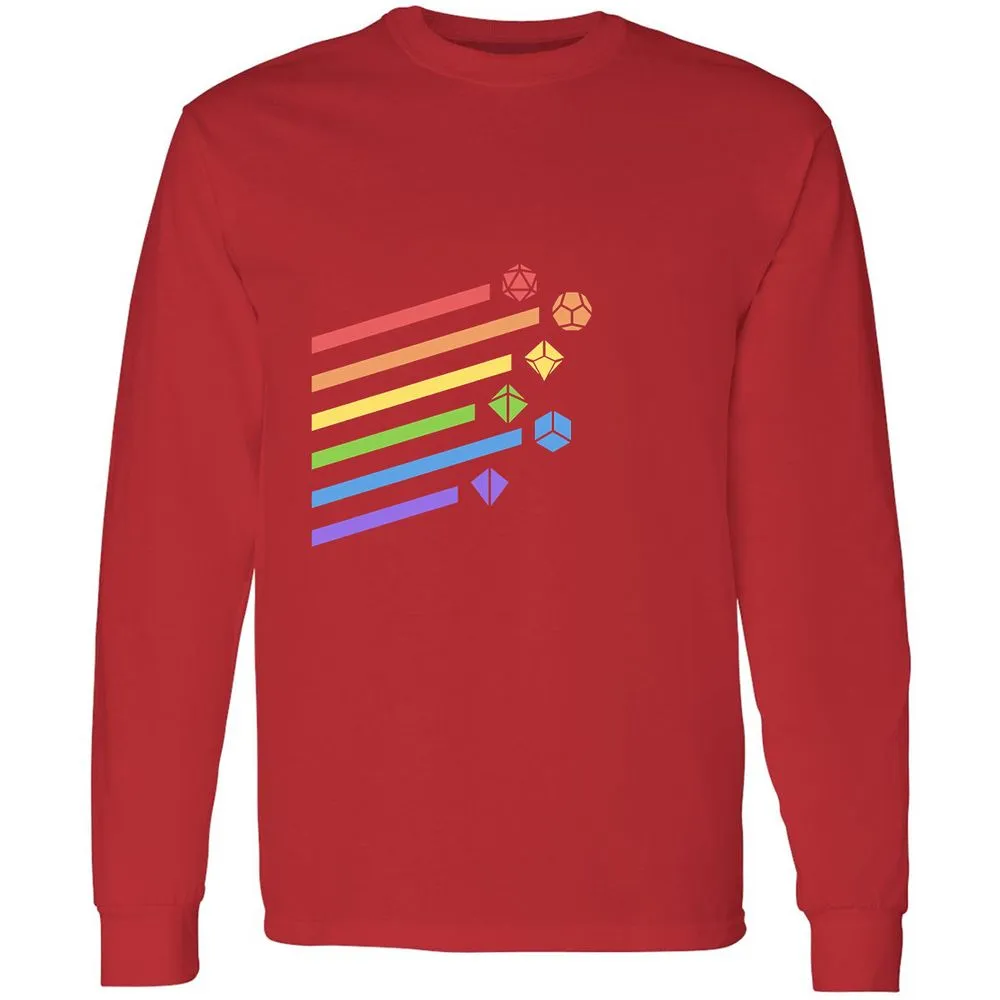 Rainbow Dice Set Long Sleeve T-Shirt - Red - 14