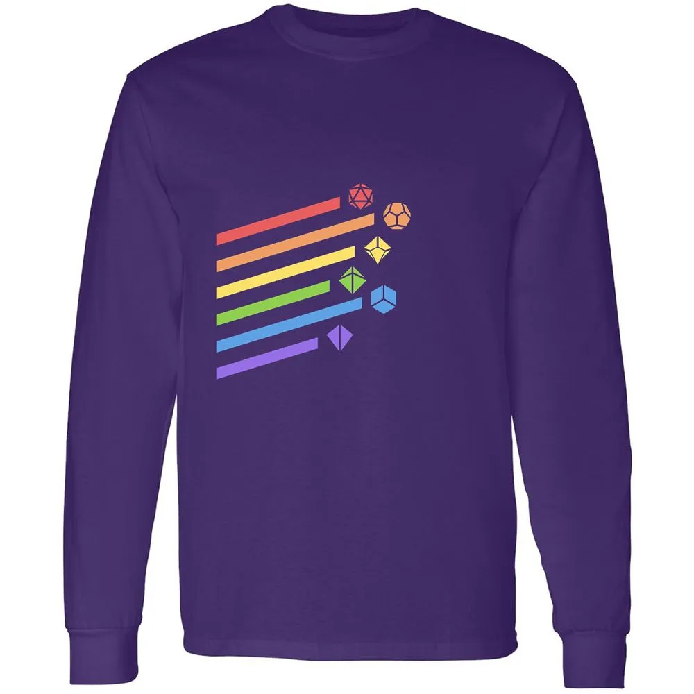 Rainbow Dice Set Long Sleeve T-Shirt - Purple - 13