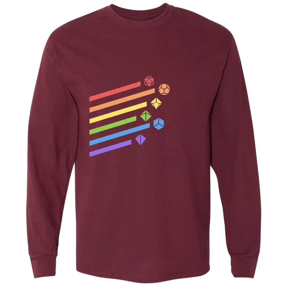 Rainbow Dice Set Long Sleeve T-Shirt - Maroon - 11
