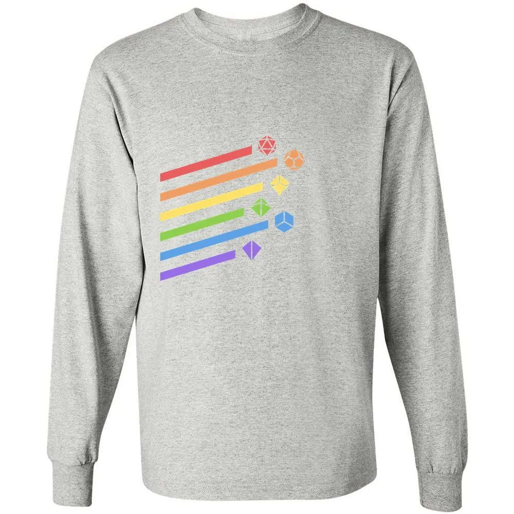 Rainbow Dice Set Long Sleeve T-Shirt - Ash - 7