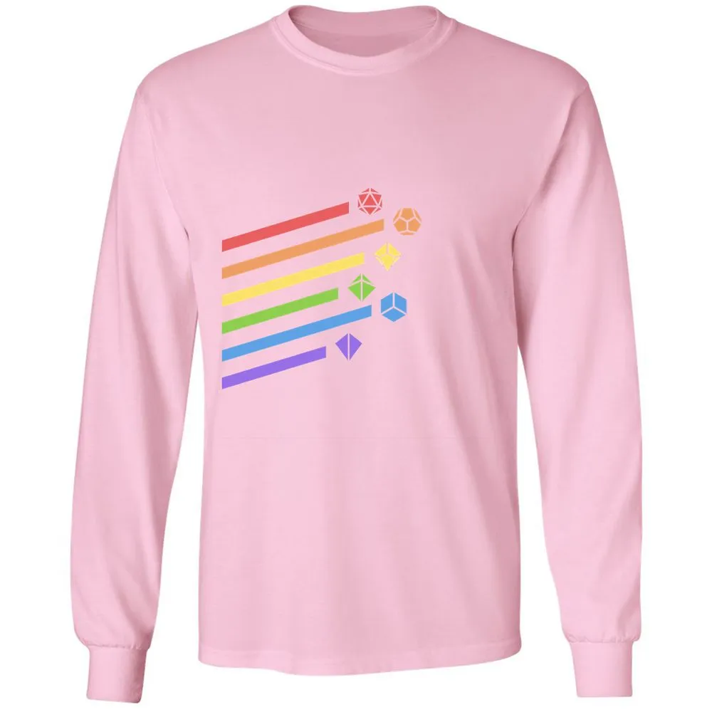 Rainbow Dice Set Long Sleeve T-Shirt - Light Pink - 3
