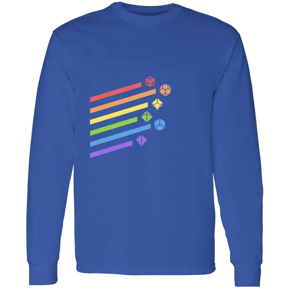 Rainbow Dice Set Long Sleeve T-Shirt - Royal - 8