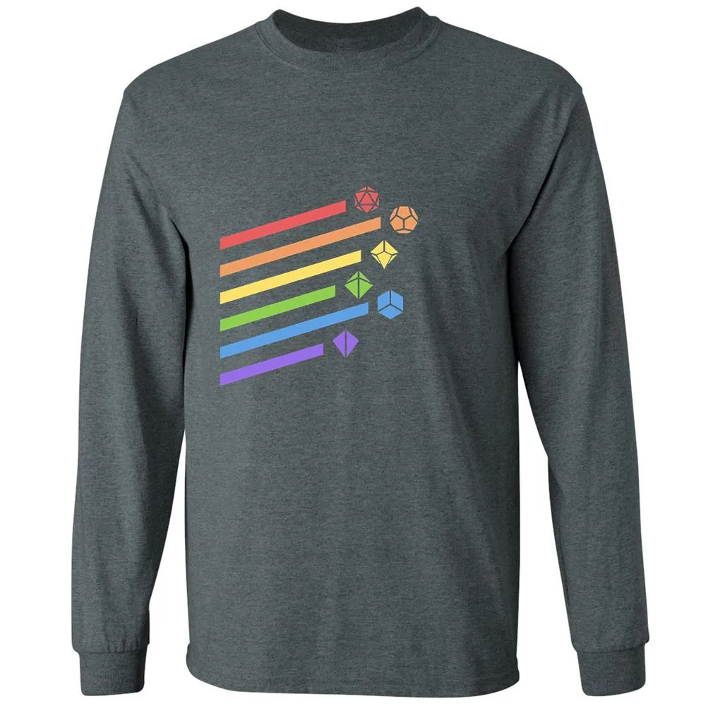 Rainbow Dice Set Long Sleeve T-Shirt - Dark Heather - 15