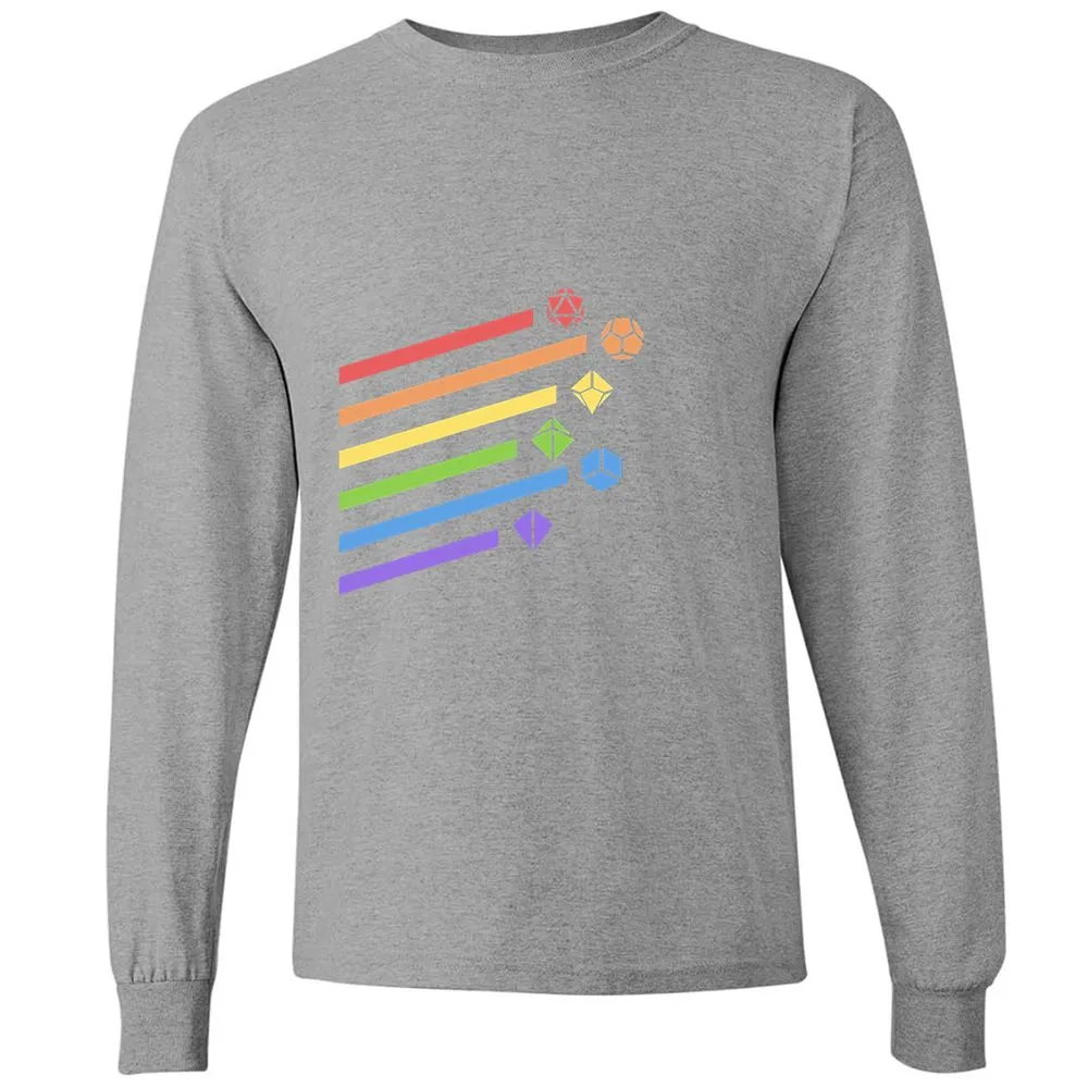 Rainbow Dice Set Long Sleeve T-Shirt - Graphite Heather - 6