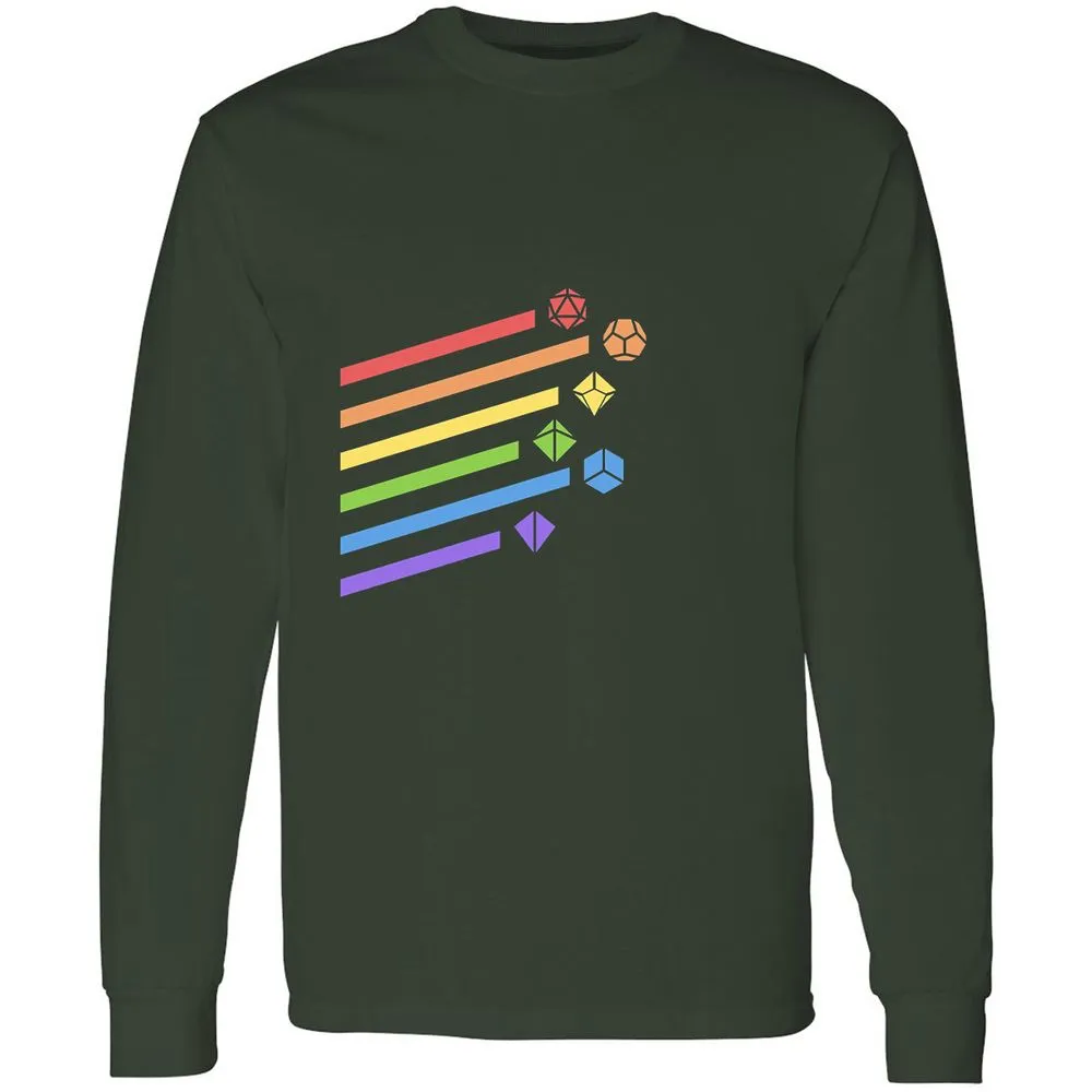Rainbow Dice Set Long Sleeve T-Shirt - Forest Green - 4