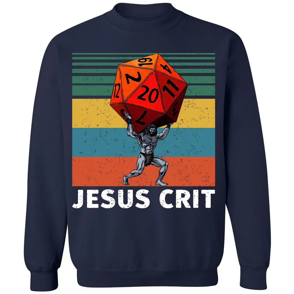 Jesus Crit Classic Unisex Sweatshirt - Navy - 2