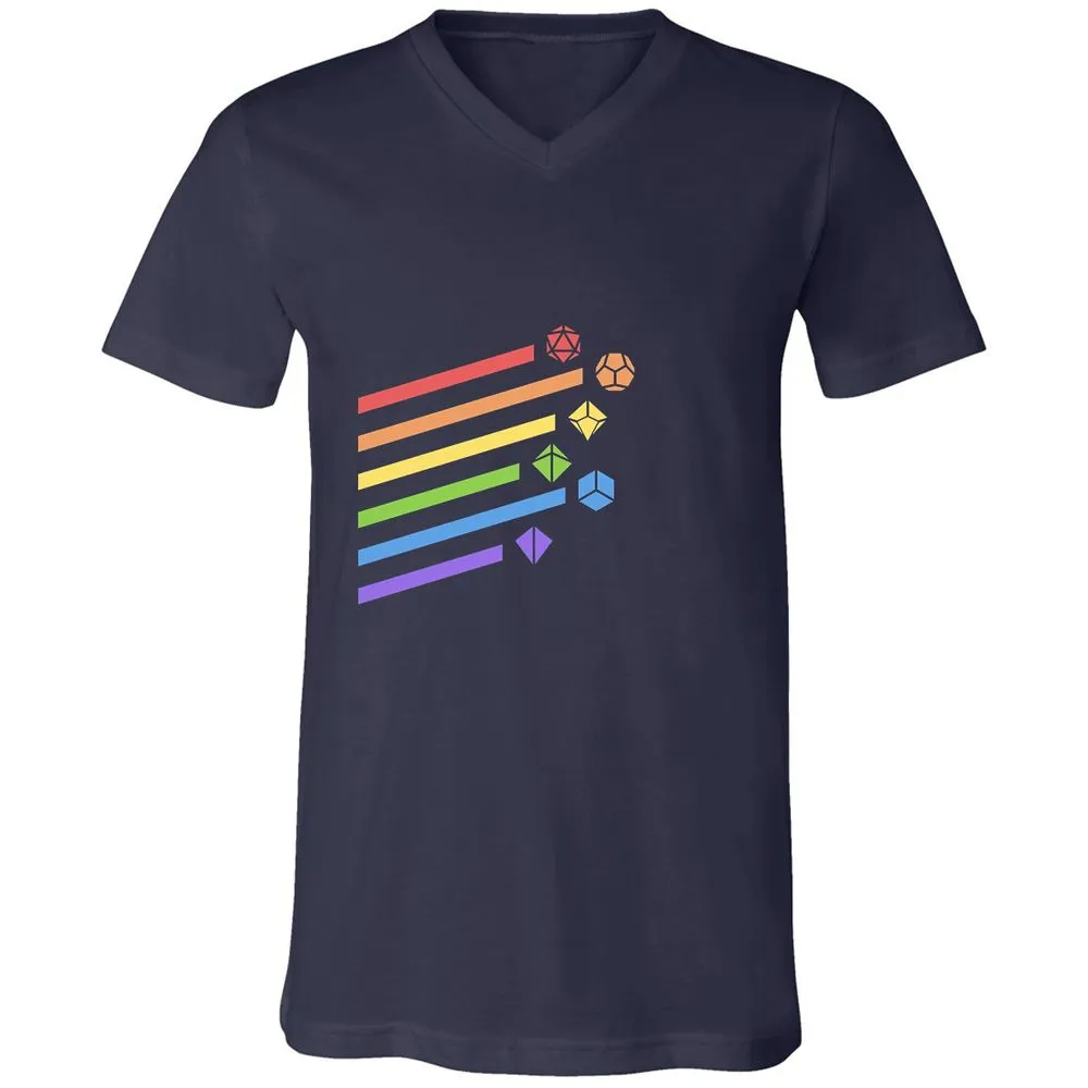 Rainbow Dice Set Unisex V-Neck T-Shirt - Navy - 2