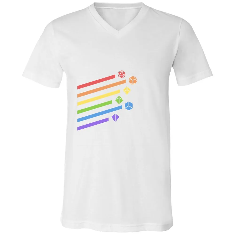 Rainbow Dice Set Unisex V-Neck T-Shirt - White - 5