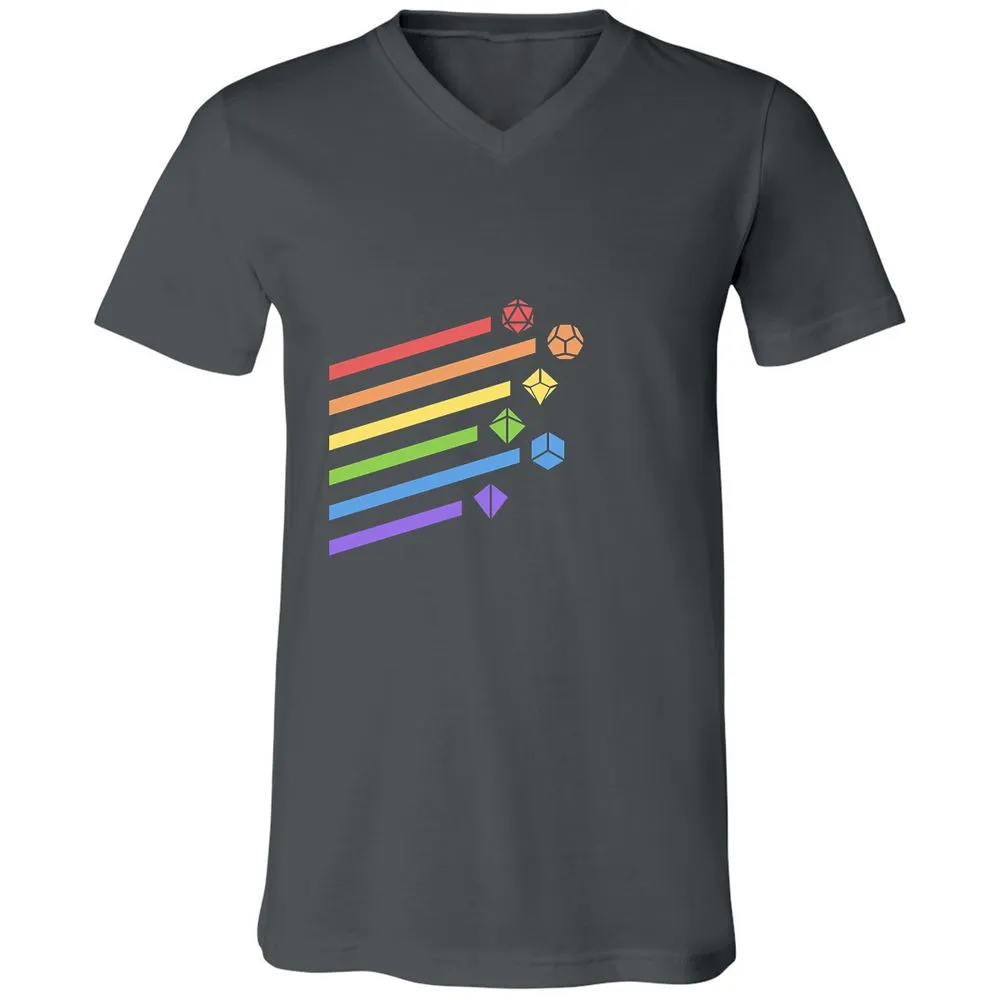 Rainbow Dice Set Unisex V-Neck T-Shirt - Asphalt - 12
