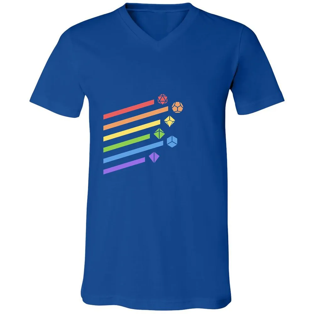 Rainbow Dice Set Unisex V-Neck T-Shirt - True Royal - 4